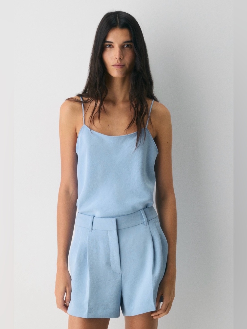 Aritzia High Waist Blue Tailored Shorts